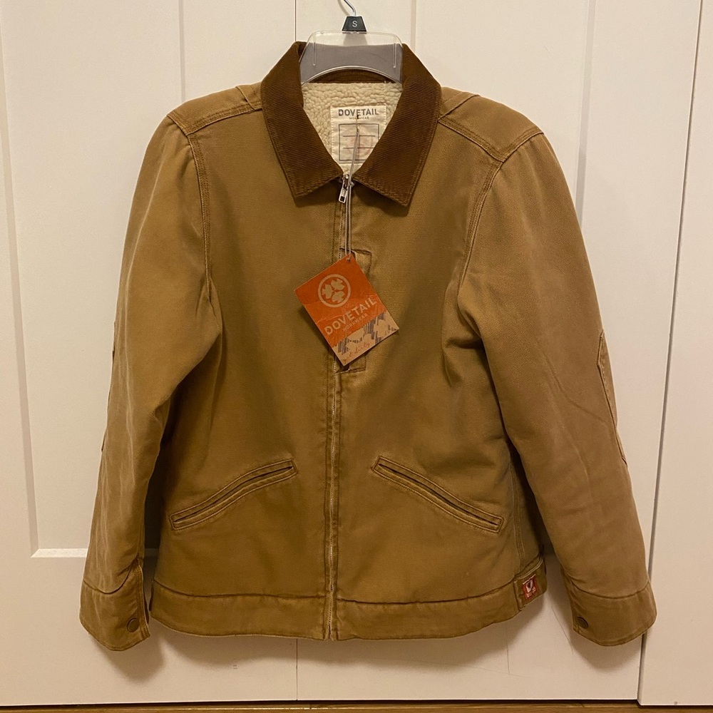 Dovetail Old School Trucker Canvas Work Jacket in Vintage Brown NWT